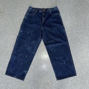 Southpole Jeans Mens 42x32 Blue Denim Wide Leg Baggy Carpenter Distressed Y2K
